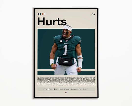 Discover Jalen Hurts Poster, Philadelphia Eagles Poster, football Poster, Sports Poster, Football Poster, football Wall Art, Sports Bedroom Posters