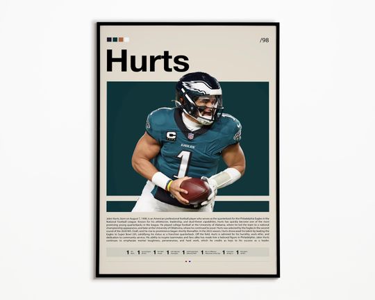 Discover Jalen Hurts Poster, Philadelphia Eagles Poster, football Poster, Sports Poster, Football Poster, football Wall Art, Sports Bedroom Posters