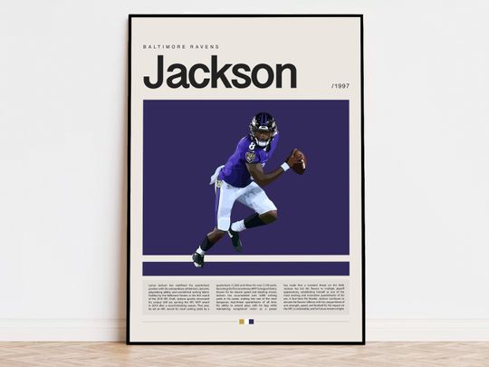 Lamar Jackson Poster, football Poster, Sports Poster, Modern Sports Art, football Gifts, Super Bowl Poster, American Football Poster