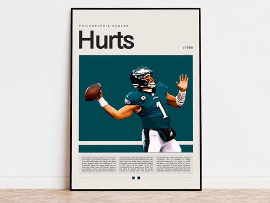 Discover Jalen Hurts Poster, football Poster, Sports Poster, Modern Sports Art, football Gifts, Super Bowl Poster, American Football Poster