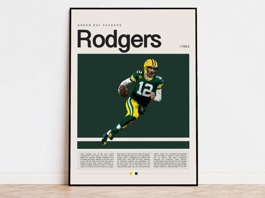 Aaron Rodgers Poster, football Poster, Sports Poster, Modern Sports Art, football Gifts, Super Bowl Poster, American Football Poster