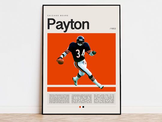 Discover Walter Payton Poster, football Poster, Sports Poster, Modern Sports Art, football Gifts, Super Bowl Poster, American Football Poster