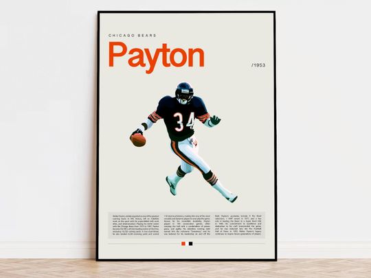 Discover Walter Payton Poster, football Poster, Sports Poster, Modern Sports Art, football Gifts, Super Bowl Poster, American Football Poster