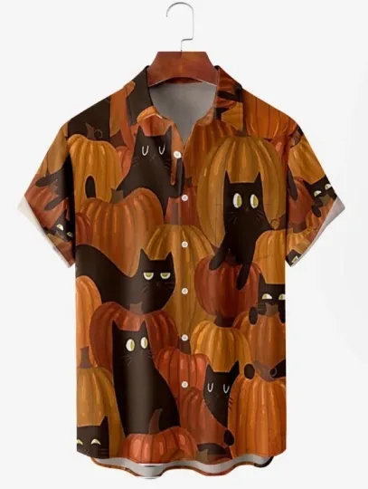 Discover Halloween Print Anti-wrinkle Moisture Wicking Fabric Fashion Hawaiian Shirts