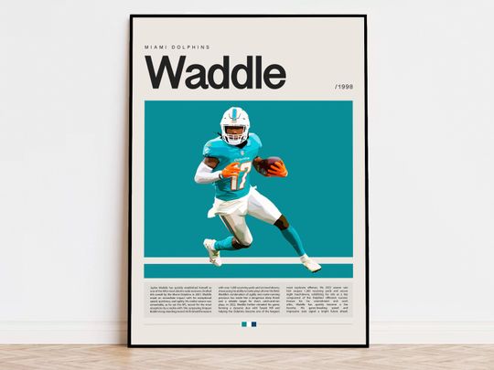 Discover Jaylen Waddle Poster, football Poster, Sports Poster, Modern Sports Art, football Gifts, Super Bowl Poster, American Football Poster