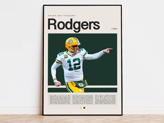 Aaron Rodgers Poster, football Poster, Sports Poster, Modern Sports Art, football Gifts, Super Bowl Poster, American Football Poster