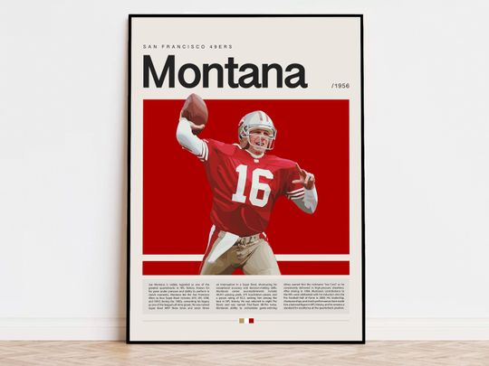 Discover Joe Montana Poster, football Poster, Sports Poster, Modern Sports Art, football Gifts, Super Bowl Poster, American Football Poster