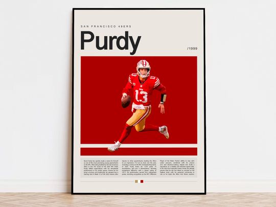 Discover Brock Purdy Poster, football Poster, Sports Poster, Modern Sports Art, football Gifts, Super Bowl Poster, American Football Poster