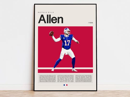 Josh Allen Poster, football Poster, Sports Poster, Modern Sports Art, football Gifts, Super Bowl Poster, American Football Poster