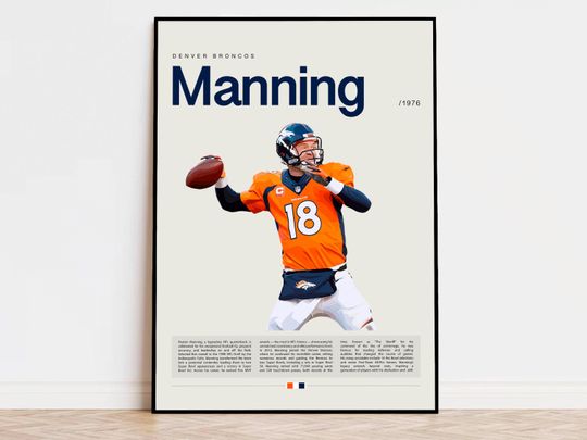 Discover Peyton Manning Poster, football Poster, Sports Poster, Modern Sports Art, football Gifts, Super Bowl Poster, American Football Poster