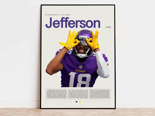 Discover Justin Jefferson Poster, football Poster, Sports Poster, Modern Sports Art, football Gifts, Super Bowl Poster, American Football Poster