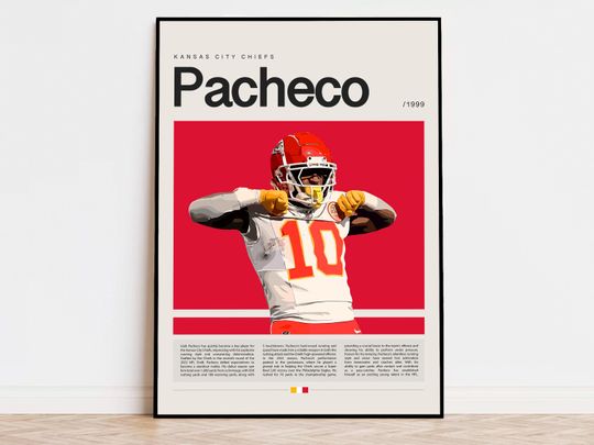 Discover Isiah Pacheco Poster, football Poster, Sports Poster, Modern Sports Art, football Gifts, Super Bowl Poster, American Football Poster