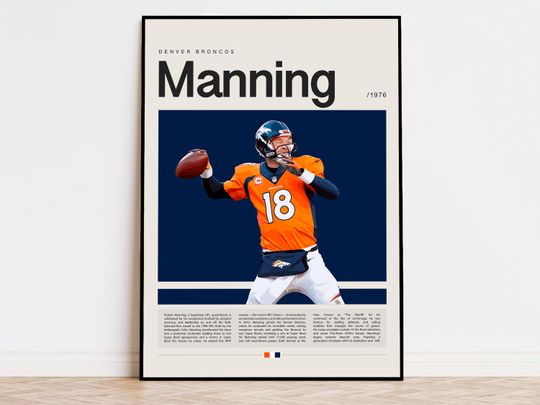Discover Peyton Manning Poster, football Poster, Sports Poster, Modern Sports Art, football Gifts, Super Bowl Poster, American Football Poster