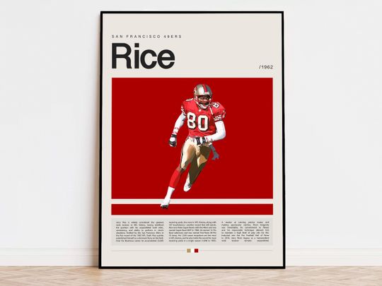 Jerry Rice Poster, football Poster, Sports Poster, Modern Sports Art, football Gifts, Super Bowl Poster, American Football Poster
