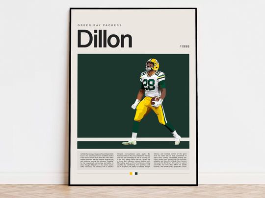Discover AJ Dillon Poster, football Poster, Sports Poster, Modern Sports Art, football Gifts, Super Bowl Poster, American Football Poster
