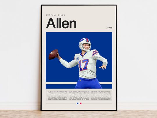Josh Allen Poster, football Poster, Sports Poster, Modern Sports Art, football Gifts, Super Bowl Poster, American Football Poster