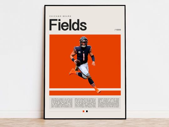 Discover Justin Fields Poster, football Poster, Sports Poster, Modern Sports Art, football Gifts, Super Bowl Poster, American Football Poster