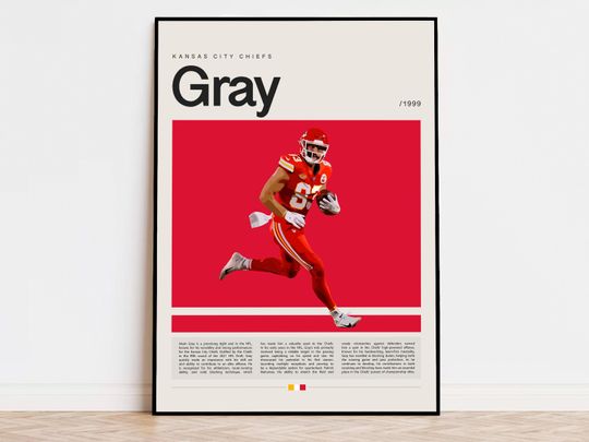Noah Gray Poster, football Poster, Sports Poster, Modern Sports Art, football Gifts, Super Bowl Poster, American Football Poster