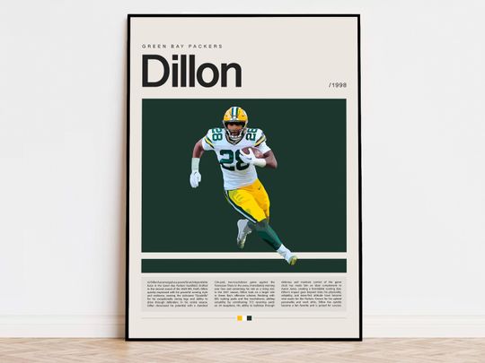 Discover AJ Dillon Poster, football Poster, Sports Poster, Modern Sports Art, football Gifts, Super Bowl Poster, American Football Poster