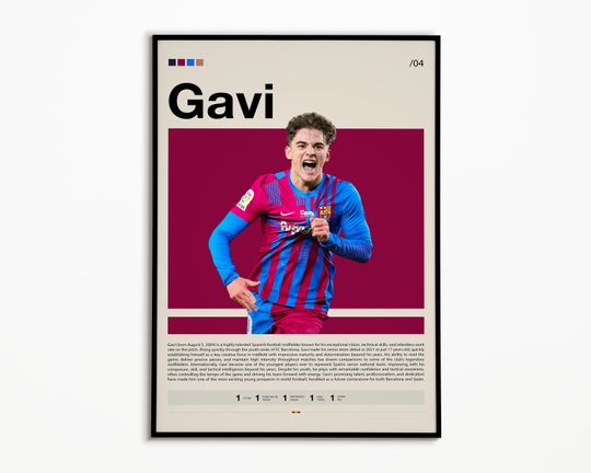 Discover Gavi Poster, Barcelona Poster, Soccer Gifts, Sports Poster, Football Player Poster, Soccer Wall Art, Sports Bedroom Posters
