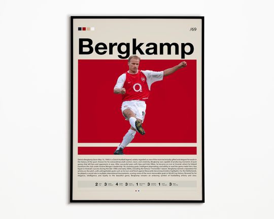 Discover Dennis Bergkamp Poster, Arsenal FC Poster, Soccer Gifts, Sports Poster, Football Player Poster, Soccer Wall Art, Sports Bedroom Posters