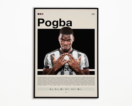 Discover Paul Pogba Poster, French Footballer, Sports Poster, Football Player Poster, Soccer Gifts, Soccer Wall Art, Sports Bedroom Posters