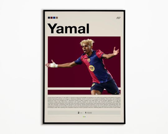 Discover Lamine Yamal Poster, Barcelona Poster, Sports Poster, Football Player Poster, Soccer Gifts, Soccer Wall Art, Sports Bedroom Posters