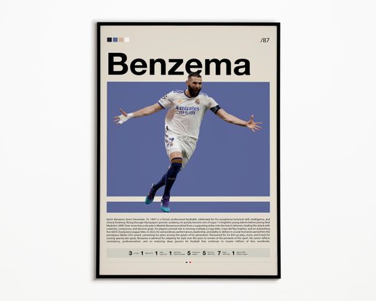 Discover Karim Benzema Poster, Real Madrid Poster, Soccer Gifts, Sports Poster, Football Player Poster, Soccer Wall Art, Sports Bedroom Posters
