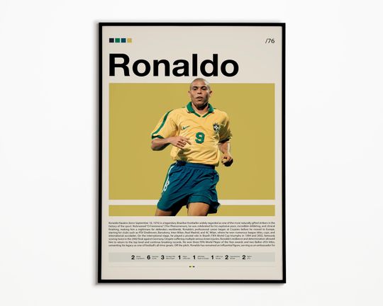 Discover Ronaldo Poster, Brazil Football Poster, Ronaldo Print, Soccer Gifts, Sports Poster, Football Poster, Soccer Wall Art, Sports Bedroom Posters