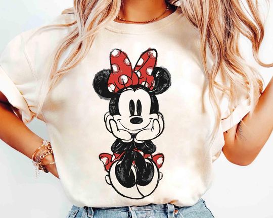 Discover Cute Minnie Mouse Vintage Sketch T-Shirt, Disney Family Vacation Top