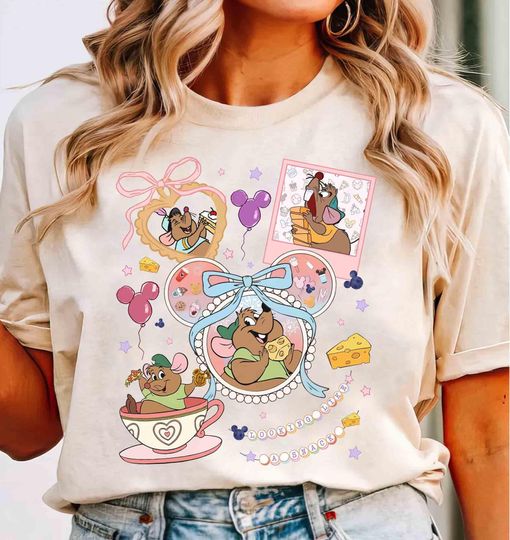 Discover Coquette Bow Gus Gus Mouse Snack T-Shirt, Food and Wine Disney Family Trip