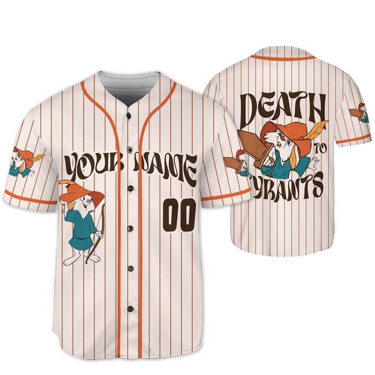 Skippy Rabbit Death To Tyrants Baseball Jersey, Vintage Robin Hood Jersey, Disneyland Family Matching Jersey