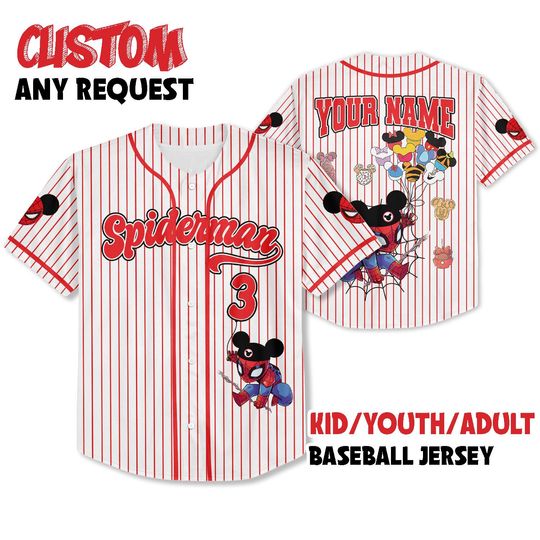 Discover Personalized Spidey and his Amazing Friend, Custom Kid Adult Spiderman Baseball Jersey Outfit, Gift for Spider Fan, Spider Man Birthday