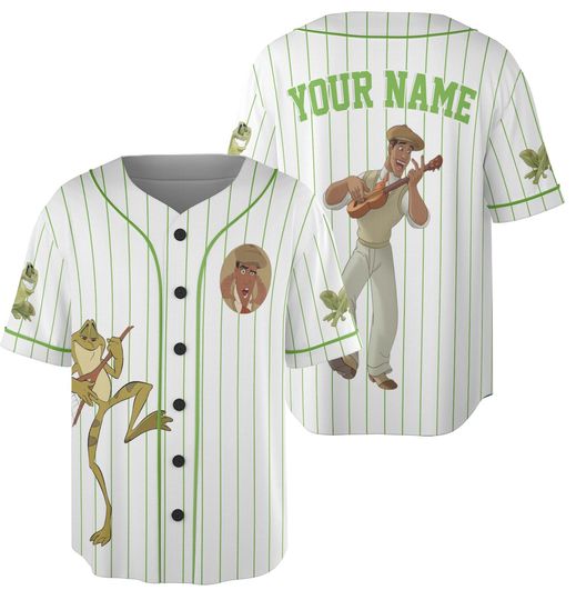 Discover Custom Disney Tiara Prince Naveent Green White Jersey, Custom Kid Youth Adult Baseball Jersey, Custom Number Birthday Gift