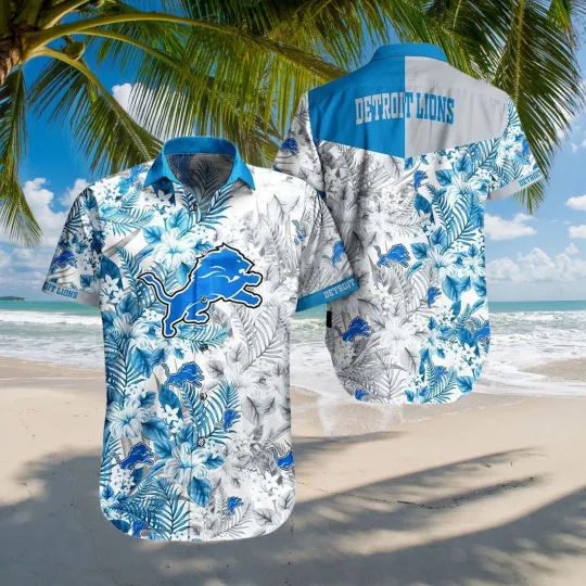 Discover Detroit Football Floral Breeze Summer Aloha Unisex Hawaiian Shirt, Gift for Fan