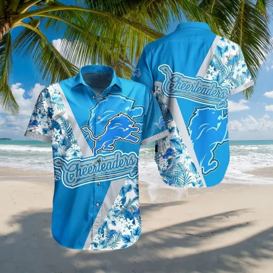 Discover Detroit Football Cheerleader Spirit Summer Aloha Unisex Hawaiian Shirt, Gift for Fan