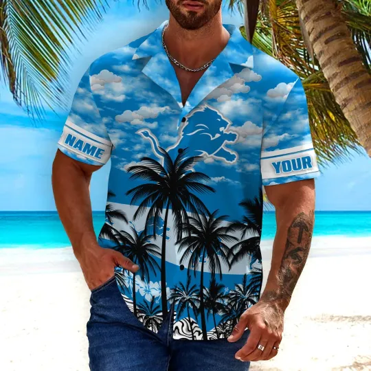 Discover Detroit Football Tropical Breeze Custom Summer Aloha Unisex Hawaiian Shirt, Gift for Fan