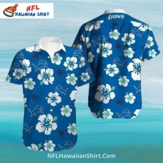 Discover Detroit Football Aloha Hawaiian Shirt Hibiscus Floral Tropical Print, Gift for Fan