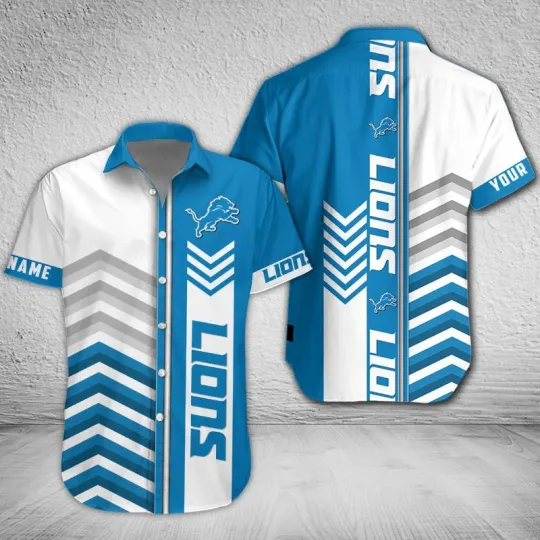 Detroit Football Chevron Custom Summer Aloha Unisex Hawaiian Shirt, Gift for Fan