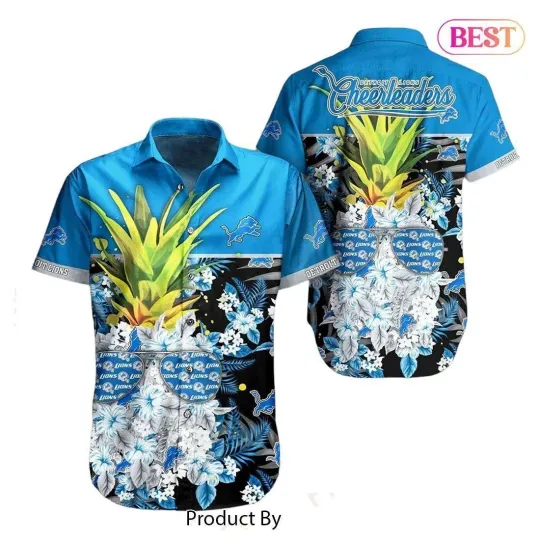Discover Detroit Football Tropical Pineapple Burst Summer Aloha Unisex Hawaiian Shirt, Gift for Fan