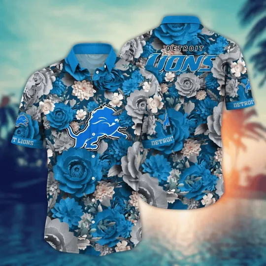 Discover Detroit Football Bloom Victory Summer Aloha Unisex Hawaiian Shirt, Gift for Fan