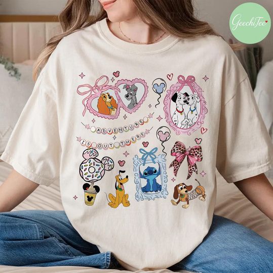 Vintage Dog Mom T-Shirt, Disney Dogs & Retro Bows Tee