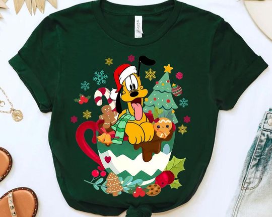 Discover Disney Pluto & Mickey Christmas T-Shirt, Magic Kingdom Disneyland Trip Tee