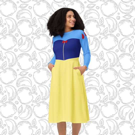 Discover Snow Princess Cosplay Dress: Long Sleeve Midi Costume