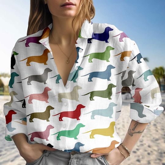 Women's Dachshund Print Blouse