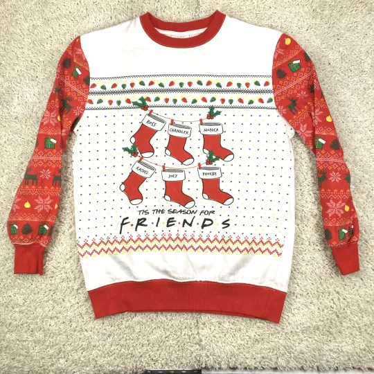 Discover Friends Sweatshirt ugly  Christmas sweater Stocking   womens small
