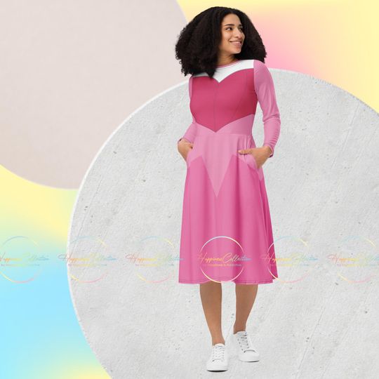 Discover Make It Pink -  Long Sleeve Midi Dress