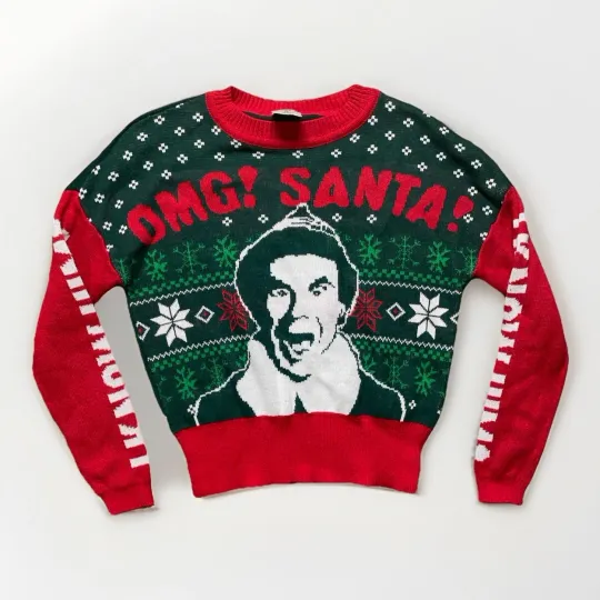 Discover Elf Movie Will Ferrel Santa Womens XSmall Green Christmas Holiday Ugly Sweater