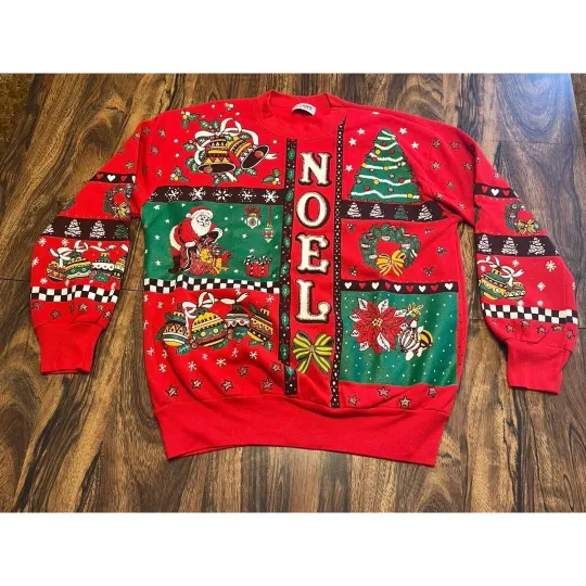 Vtg Nutcracker Red Sweatshirt Womens Sz M Ugly Christmas Sweater Holiday