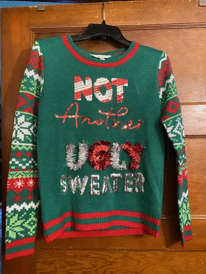 Discover Women's Green Not Another Ugly Christmas Sweater Juniors Small